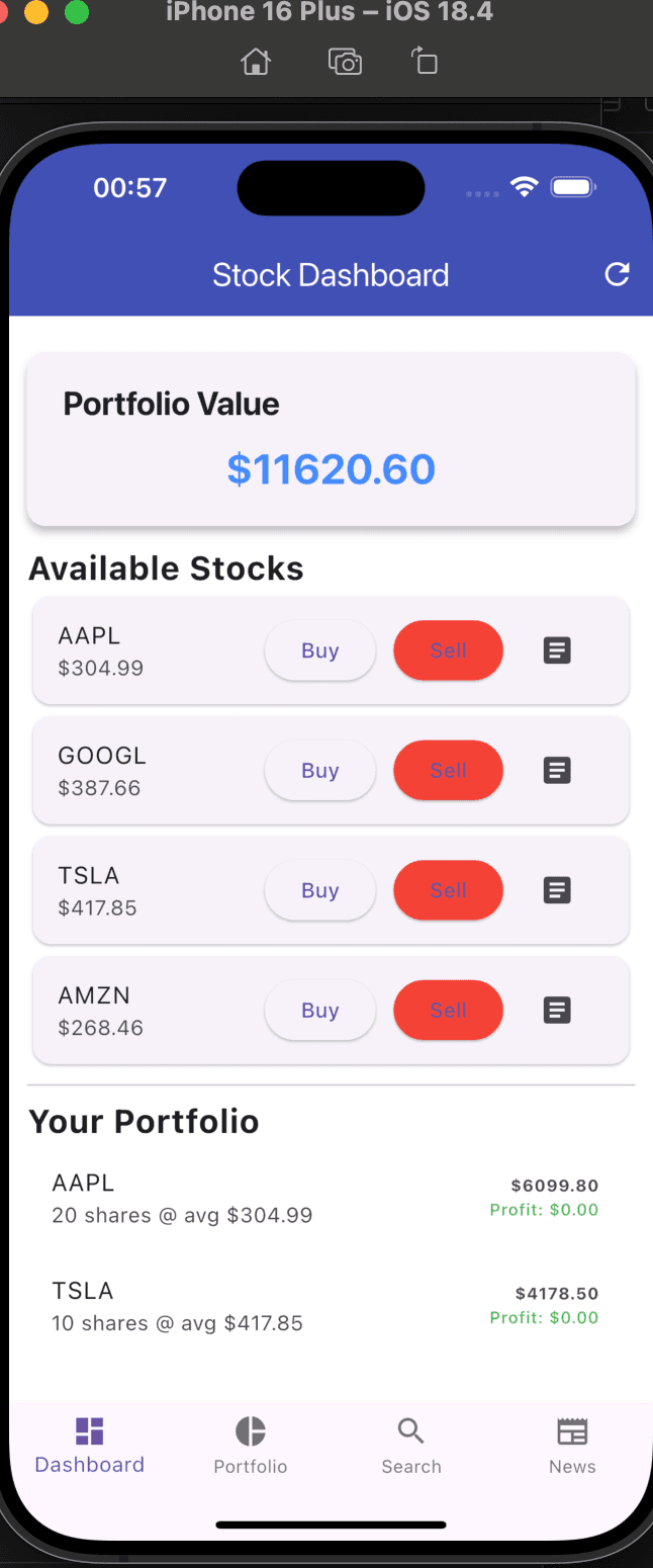 Stock Market App screenshot